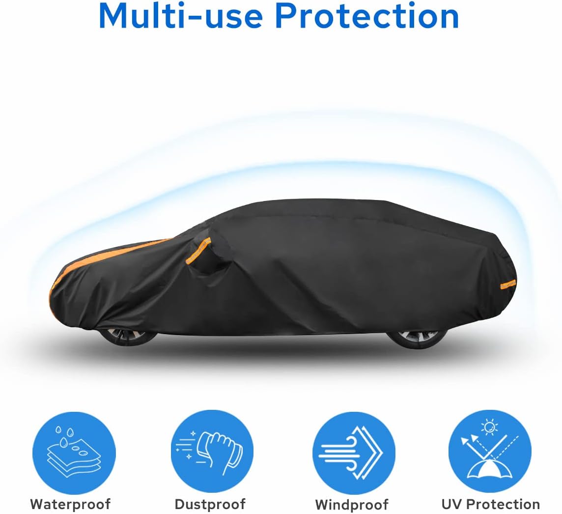 Avecrew Car Cover Waterproof All Weather for Automobiles, Outdoor Heavy Duty Full Exterior Covers for Sedans Up to 177" L