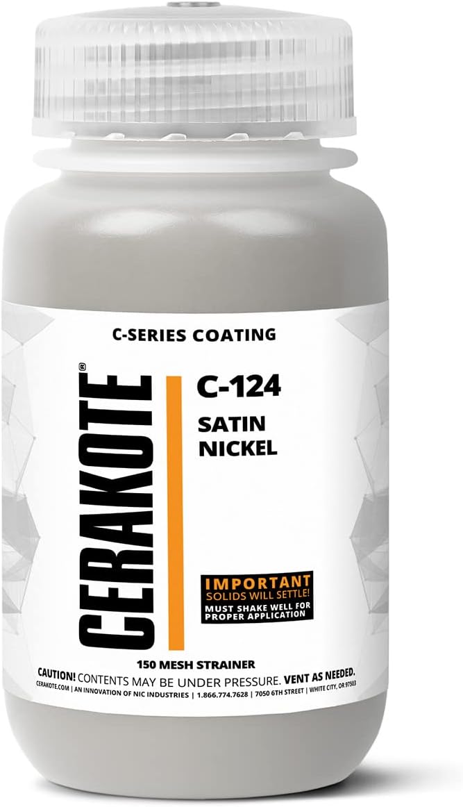 CERAKOTE® (AIR CURE C-SERIES SATIN NICKEL (16oz) |C-124P|-Our Ceramic Technology Combines Performance with Color on All- Metals, Polymers + More