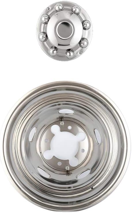 4pcs 17" Polished Stainless Steel Dually Wheel Simulators,Nice Looking Bolt On Wheel Cover with Removable Centre Cap,8 Lug 5 Hand Hole Hubcap Fit for 2003-2018 Dodge Ram 3500 17D8