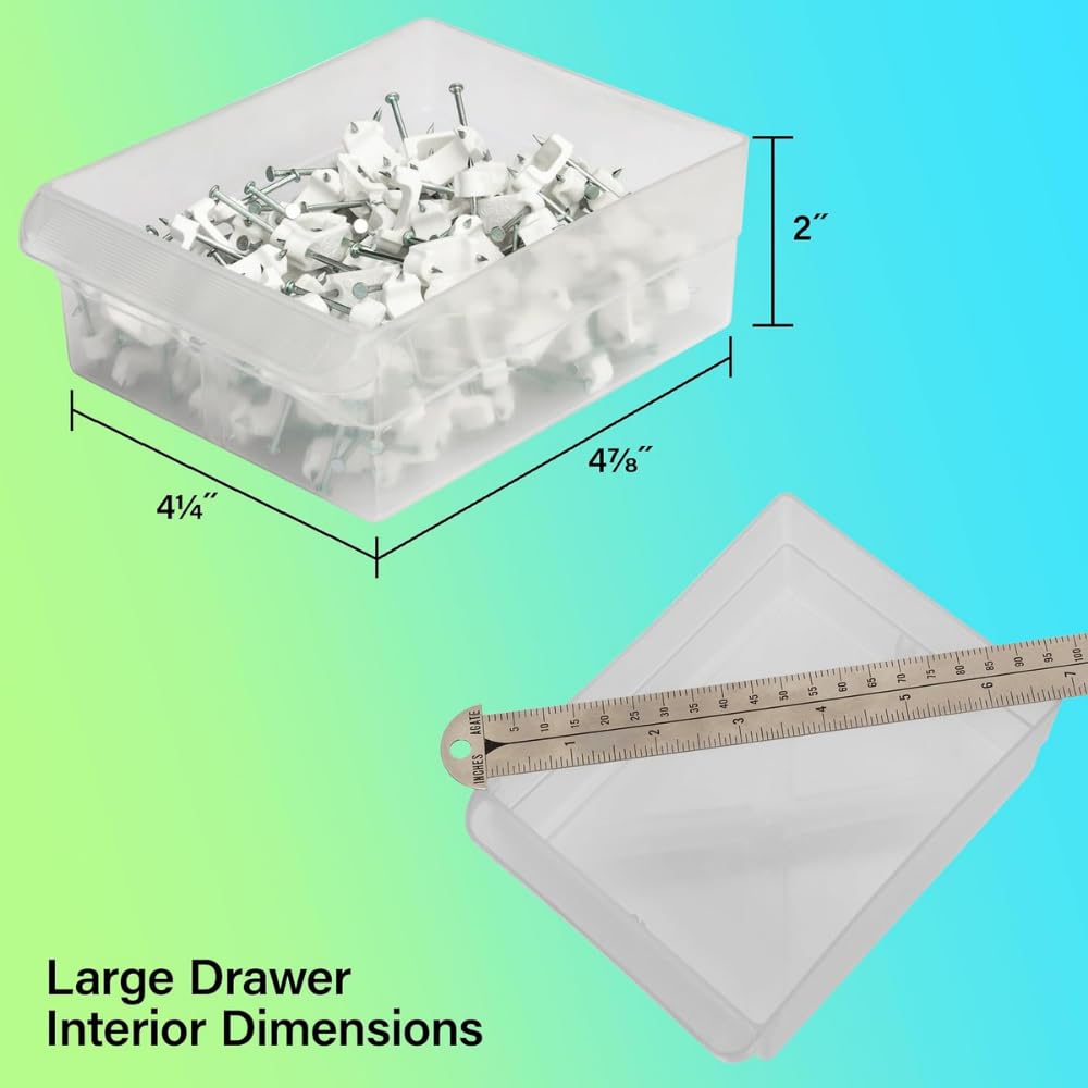 Akro-Mils 64-Drawer Plastic Drawer Storage Cabinet for Garage Organization, Bead Organizer, Building Bricks Storage, Teacher Toolbox, Makeup Organizer, 20-Inch W x 6-Inch D x 16-Inch H, 10164 White