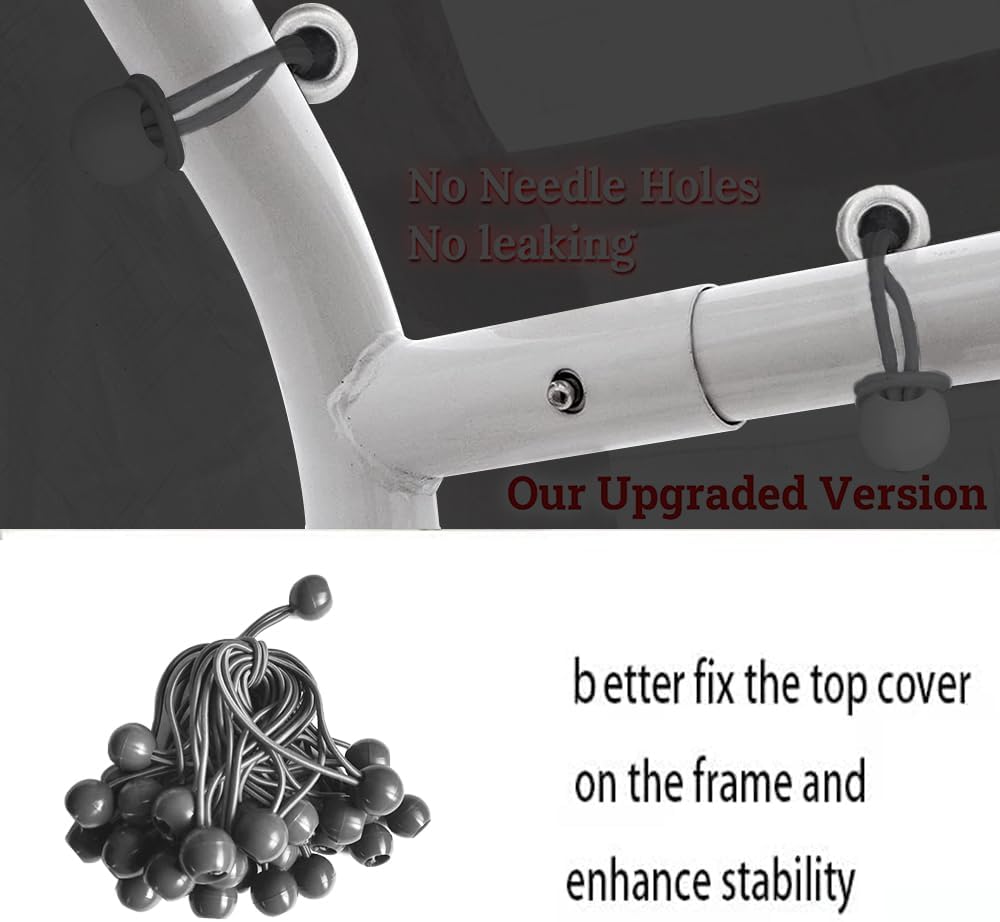 10x20 FT Front/Back Panel Canopy Entrance Panel with Zippers and Elastic Ball Bungees, 180G PE Waterproof & UV Protected Replacement Sidewall Cover, Gray