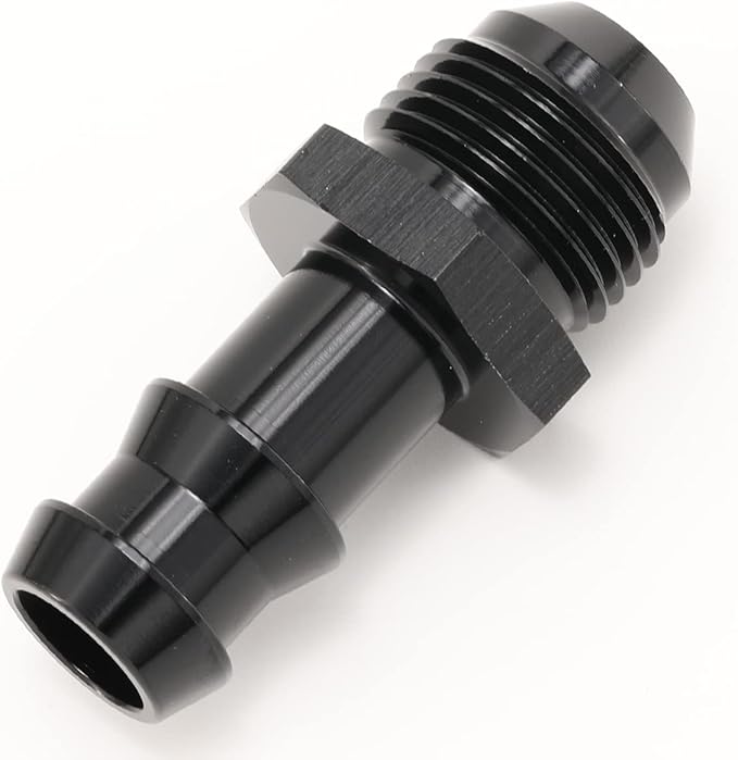 8AN Male Flare to 1/2 Hose Barb Straight Fitting Adapter Aluminum Black