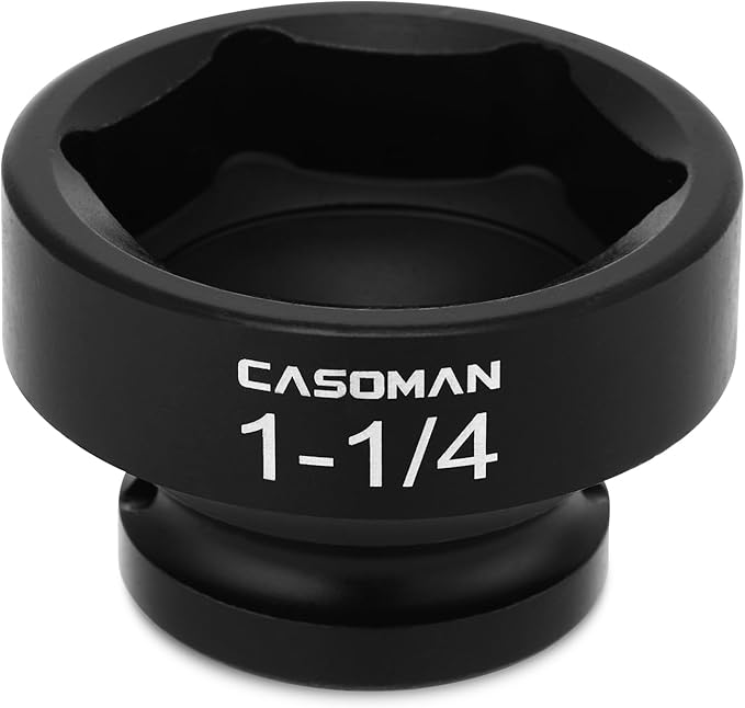 CASOMAN 1/2" Drive 1-1/4" Stubby Impact Socket Set, 6-Point, 1.1" Length, CR-MO, SAE