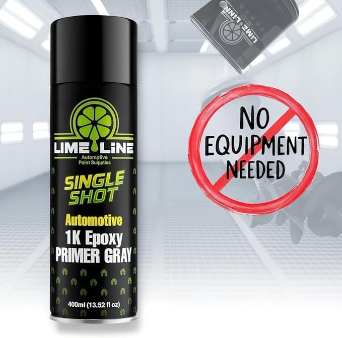 LiME LiNE 1K Epoxy Primer Aerosol Spray Paint - Automotive Bare Metal Adhesion & Rust Protection - Professional Grade - Gray 400ml (Pack of 6)