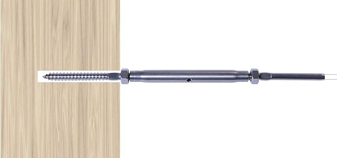 Stainless Steel Hand-Crimp Lag and Stud Turnbuckle Tensioner for 3/16" Cable Railing (Lot of 10)