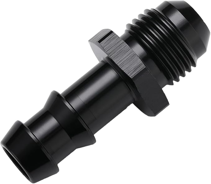 6AN Male Flare to 3/8 Hose Barb Straight Fitting Adapter Aluminum Black