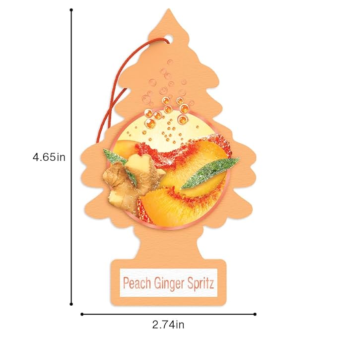 LITTLE TREES Car Air Freshener | Hanging Tree Provides Long Lasting Scent for Auto and Home | Peach Ginger Spritz, 24 Air Fresheners