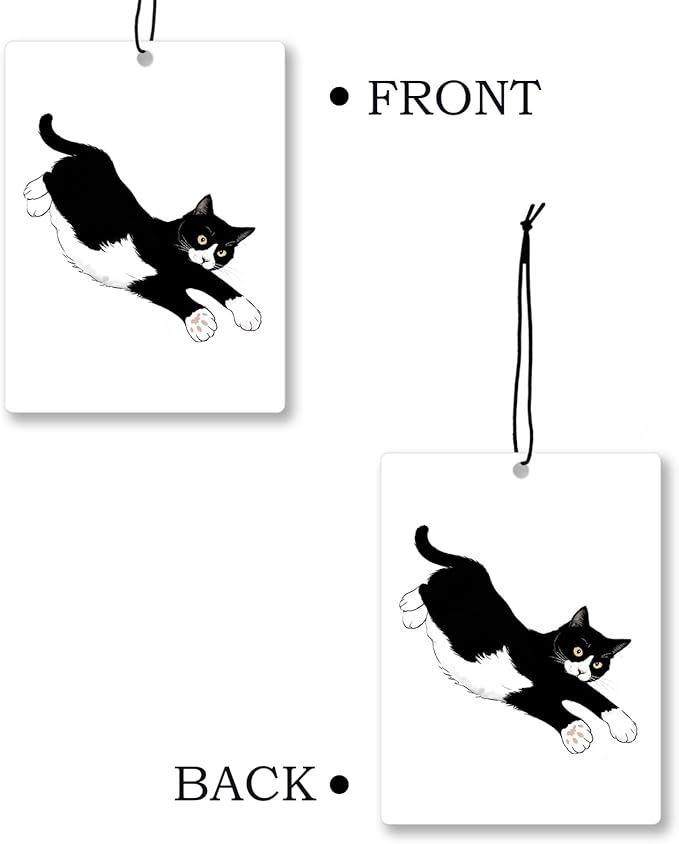 Funny Tuxedo Cat Car Air Freshener 4 Pcs, Black and White Cat Hanging Scents Air Freshener for Women Girls Gifts, Cute Kitty Kitten Scented Car Accessories Decor for Room Closet Drawer