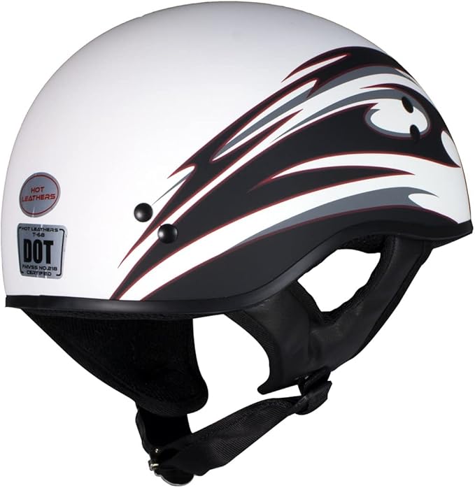 Hot Leathers Advanced Motorcycle DOT Skull Cap Classic Half Helmets Biker HLT