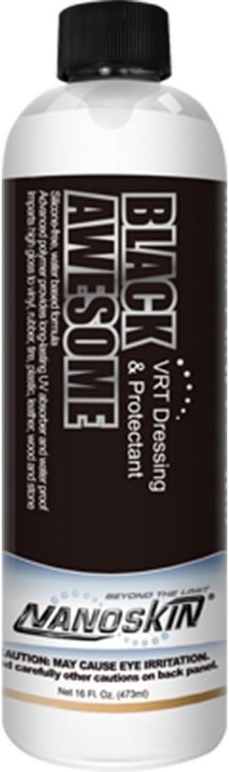 Nanoskin BLACK AWESOME Silicone-Free VRT Dressing Protectant 16 Oz. – Adjustable Like-New Finish to Vinyl, Rubber, Tire, Trim, Plastic, Interior & More | Safe for Cars, Trucks, Motorcycles, RVs