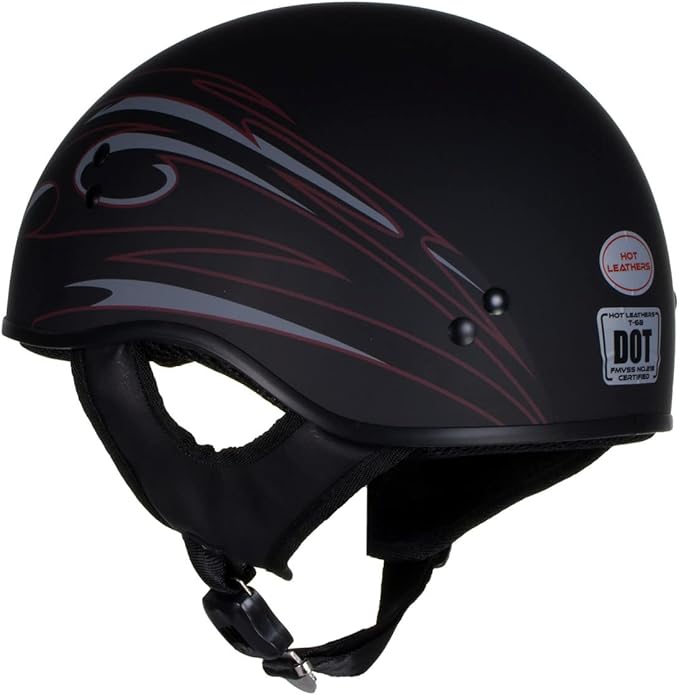Hot Leathers Advanced Motorcycle DOT Skull Cap Classic Half Helmets Biker HLT