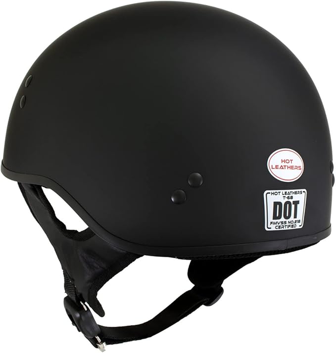 Hot Leathers Advanced Motorcycle DOT Skull Cap Classic Half Helmets Biker HLT