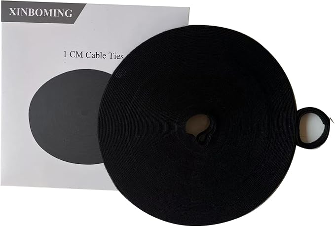 Cable Ties Reusable Straps Cable Wire Management Roll Black Fastening Double Sided Hook and Loop Tape (3/8in 25yd)