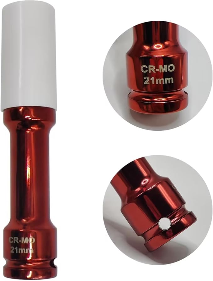 21mm 1/2" Extra-Long Thin Wall Wheel Protector Impact Deep Socket, Impact Drive Lug Nut Socket, Non-Marring Lug Nut Hand Repair Removal Tool