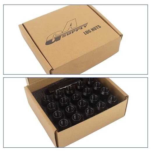 GAsupply M12x1.25 Extended Open End Lug Nuts Black, 1.9" 48mm Tall, 17mm Hex, Conical Seat 60 Degree, 20 Pack+1 Lug Nut Lock Key Socket