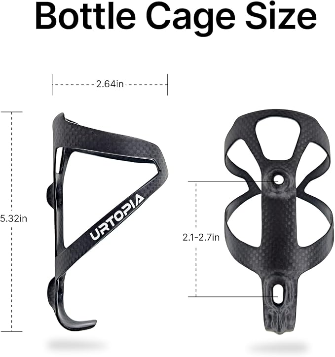 Full Carbon Fiber Bike Water Bottle Holder, Ultra-Light, High Strength Durable Carbon Bottle Cage, Bike Water Bottle Holder Brackets for Road Bike, Mountain Bike, Gravel Bike (1 Pack)