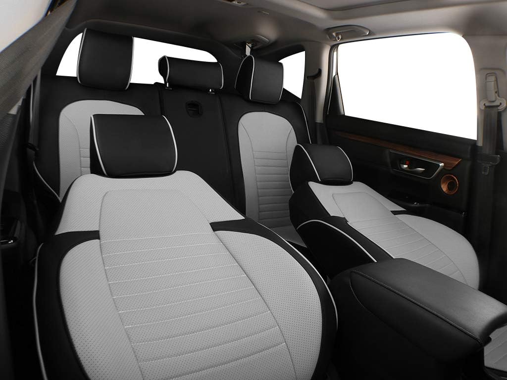 EKR Accord Seat Covers for Cars Honda Accord LX 2018 2019 2020 2021 2022(Rear Row W/Solid Backrest),Leather Seat Covers,Automotive Seat Covers,Car Seat Protector,Leather(Black/Gray)