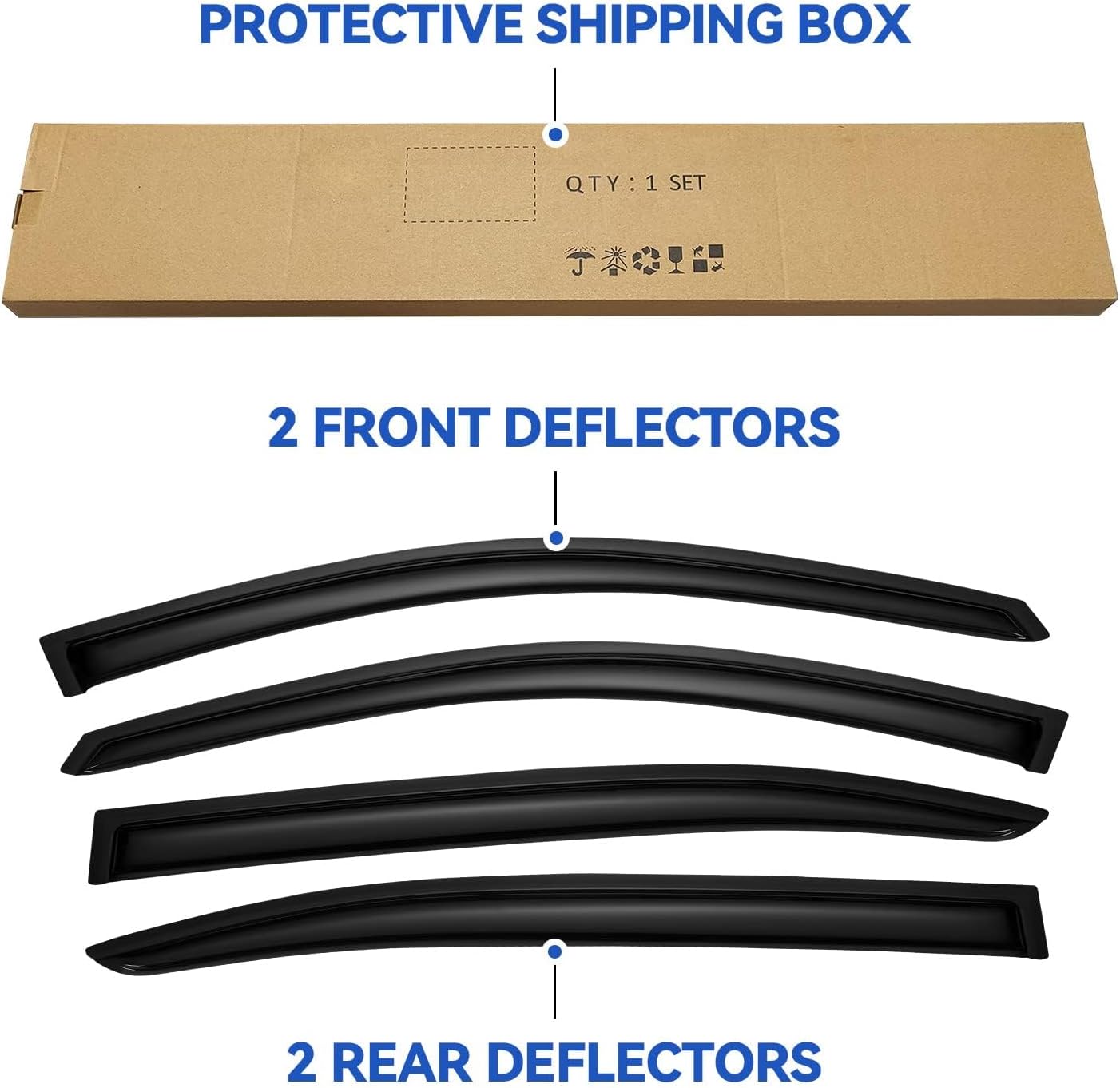 Window Visors Rain Guards Shield for 2008-2017 Honda Accord, Out-Channel Window Vent Wind Deflectors Visors Shades for 08-17 Accord 4Door Sedan