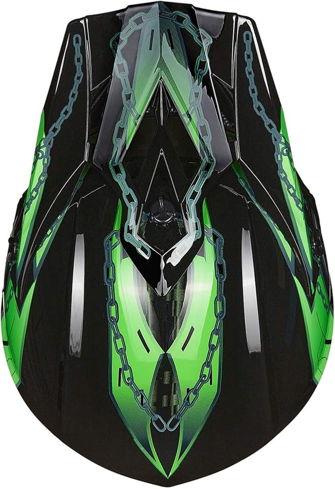 ILM Youth & Kids Dirt Bike Helmets Motocross ATV Dirtbike BMX MX Offroad Full Face Motorcycle Helmet, DOT Approved Model 128YS (Green Black, Youth-Small)