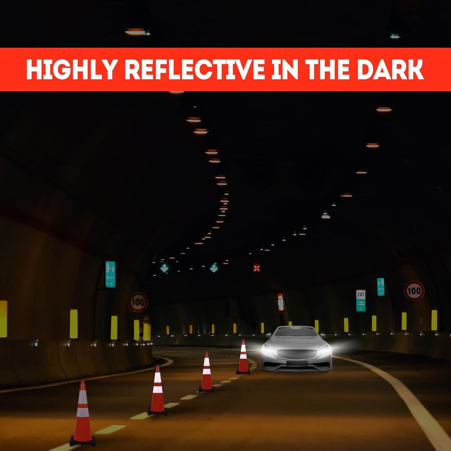 Traffic Cones 28 inch 6 Pack Heavy Duty Safety Cones Orange with Reflective Collars Fit Parking Lot,Driveway Road Traffic Control Construction Cones