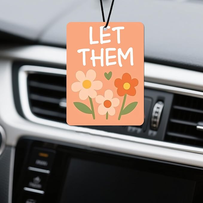 Natural Positive Vibes Car Air Fresheners 4 - Pack Cheerful Floral & Sunshine Designs Gifts for Women&Children Hanging Air Freshener for Therapy Office Classroom Cars Closet Drawer Books