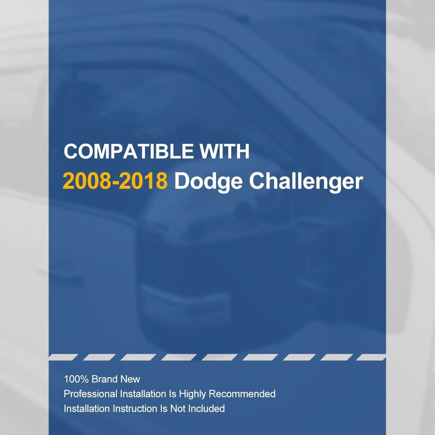 Auto Dynasty 2Pcs Carbon Fiber Pattern Window Visors Compatible with 2008-2018 Dodge Challenger, Tape-On Front Window Deflectors, Glossy Dark Smoke