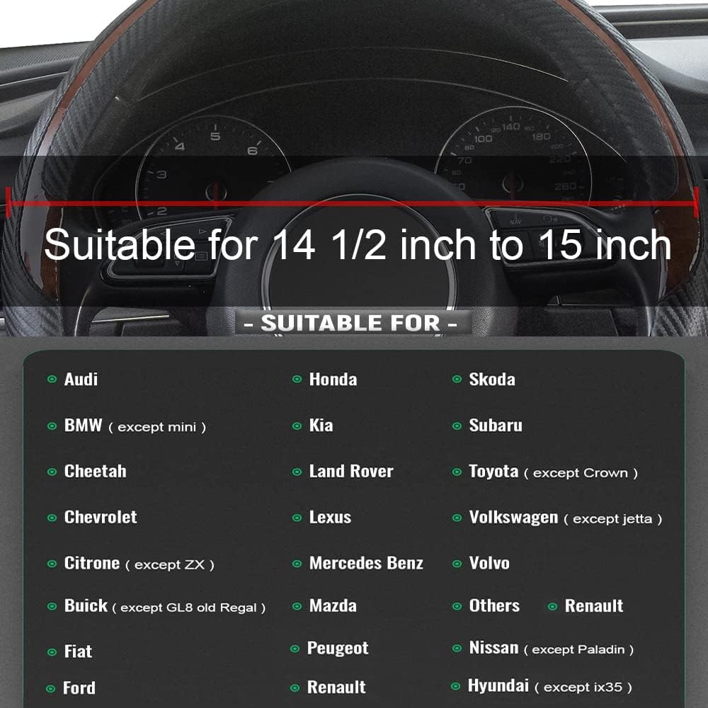 Xizopucy Wood Grain Steering Wheel Cover Black Universal Microfiber Leather, Suitable for 14 1/2-15 inch Comfortable Anti-Slip, Good Breathable and Odorless Car Steering Wheel Cover