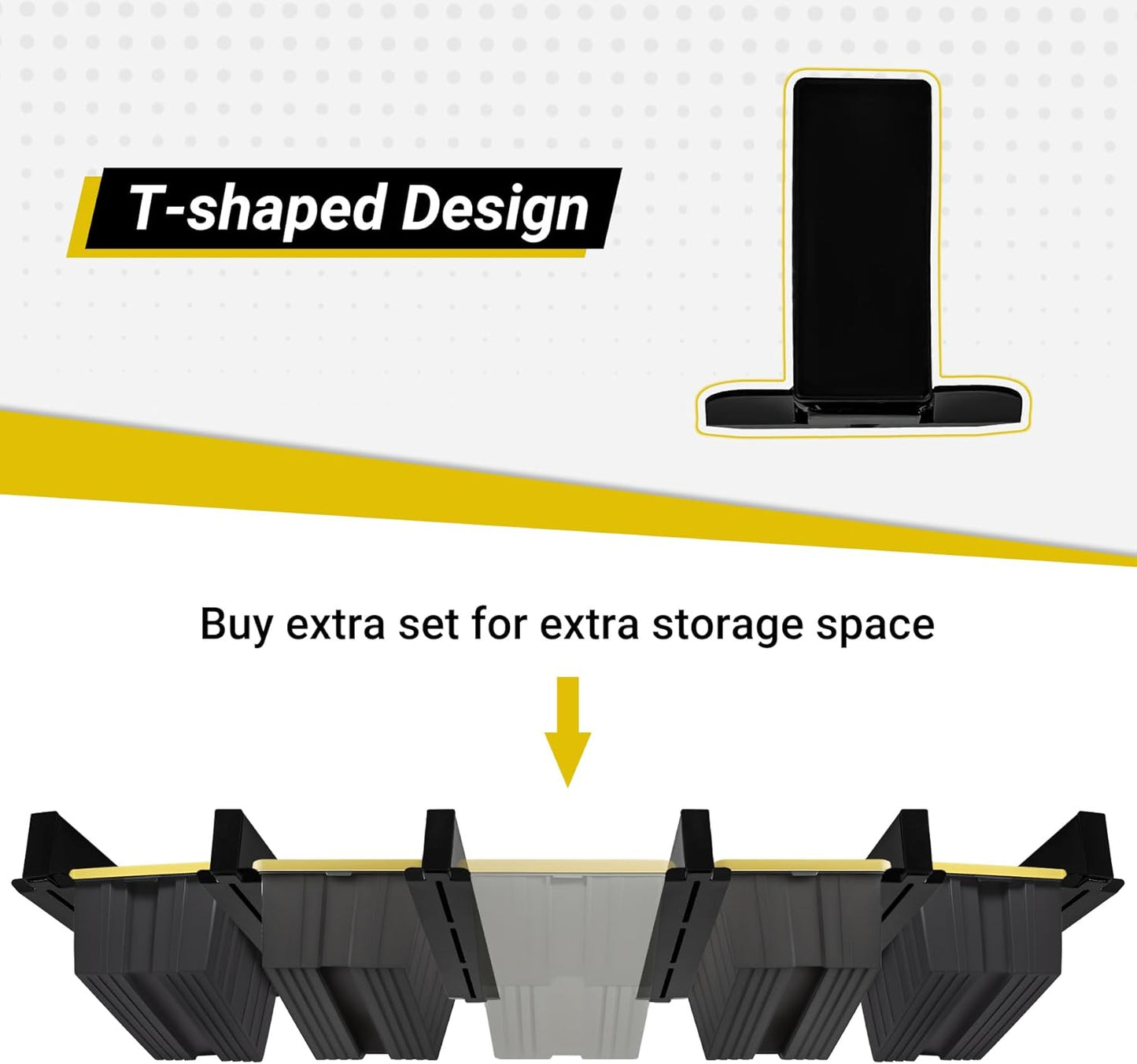 Overhead Garage Storage Rack 4-Bin, Heavy Duty Ceiling Racks w/ 400 LBS Load Capacity for Utility Bin, Powder Coated Tote Rack for Garages, Sheds, Storerooms,(5 PCS, for 4 Bins)