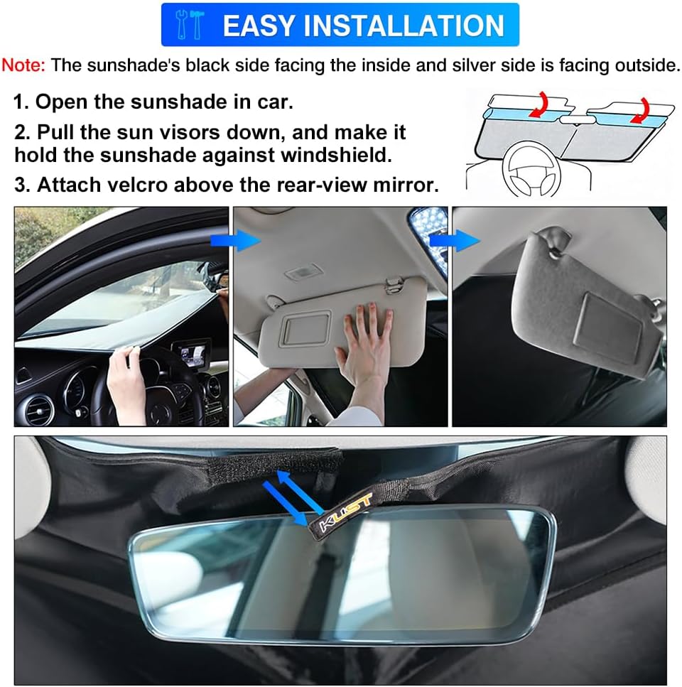 KUST Windshield Sun Shade for Toyota Prius C Accessories 2012-2019 Custom Fit Sunshade Foldable Sun Visor Protector Blocks UV Rays Keep Your Car Cooler