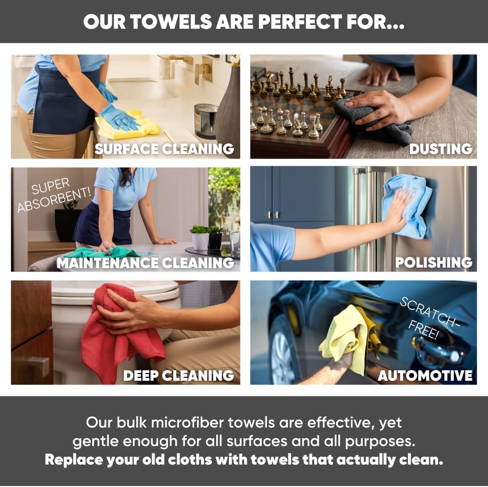 16" x 16" All Purpose Microfiber Towels (Blue-200 Qty)