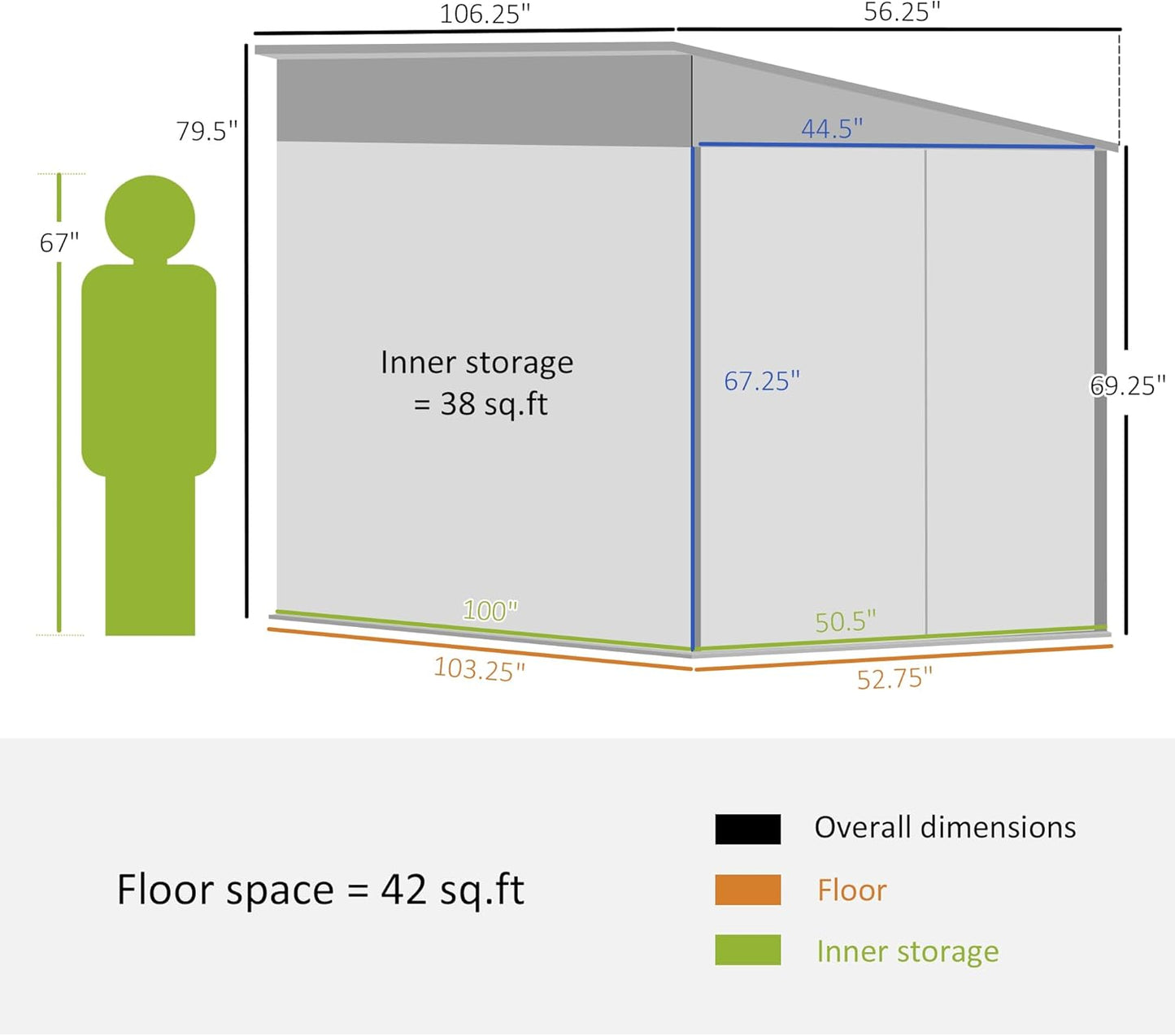 Outsunny 4.6' x 9' Steel Outdoor Storage Shed, Lean to Shed, Metal Tool House with Foundation Kit, Lockable Doors, Gloves and 2 Air Vents for Backyard, Patio, Lawn, White