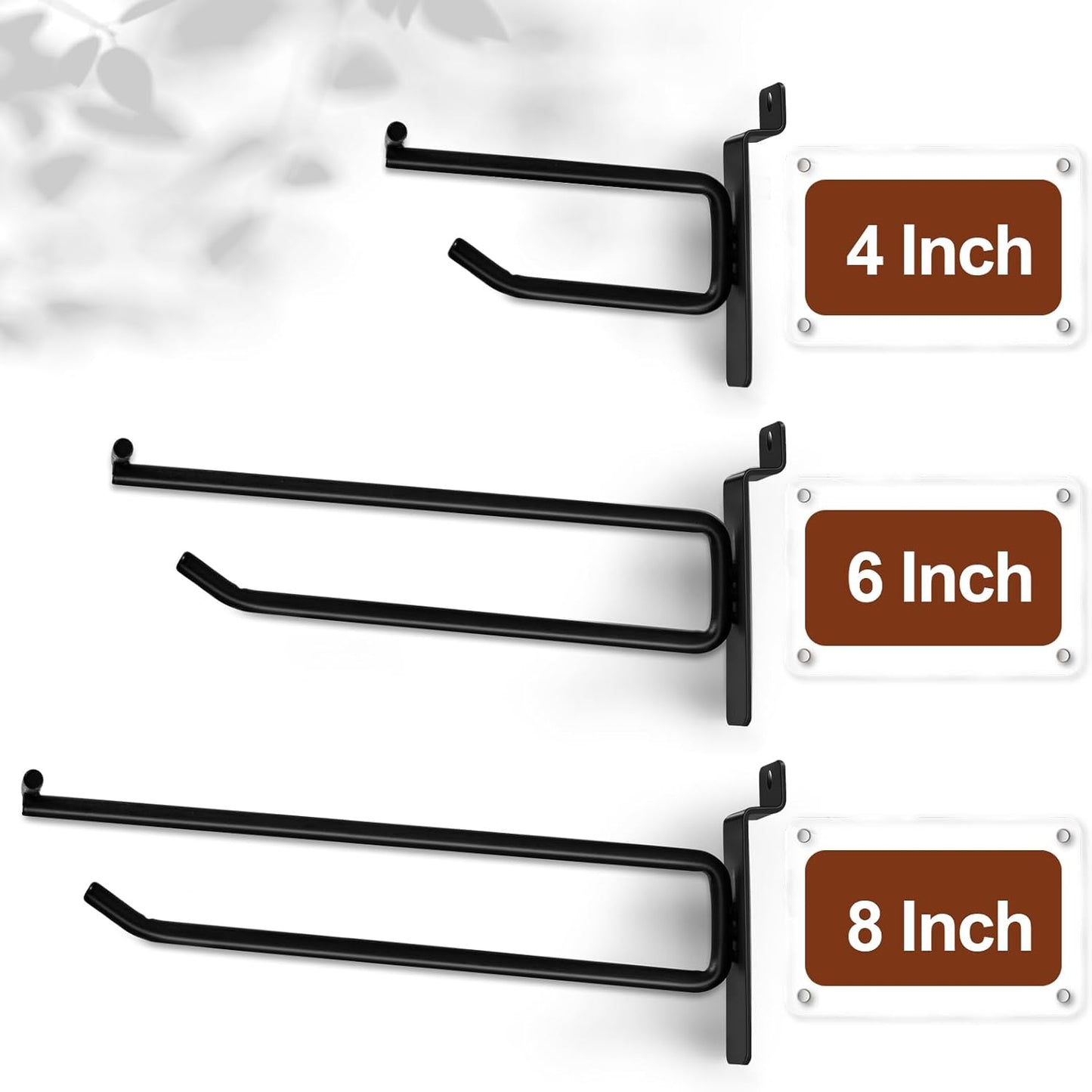 Polmart Heavy Duty Black Slatwall Panel Double-Bar Hooks - 50 Pack (4-inch)