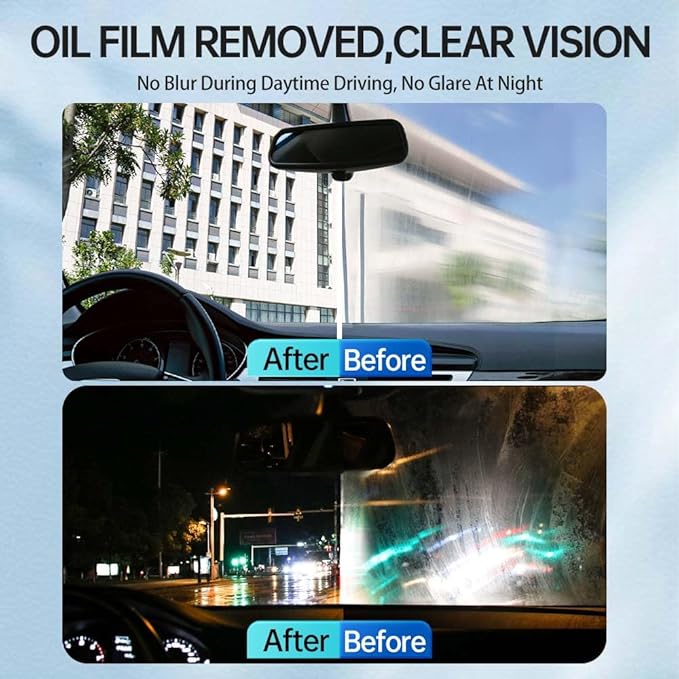 Glodway Car Glass Windshield Cleaner,Oil film Remover, Streak-Free Shine on Windows, Windshields, and Mirrors, Ammonia Free, for Auto and Home,4.58 OZ,2 Pack