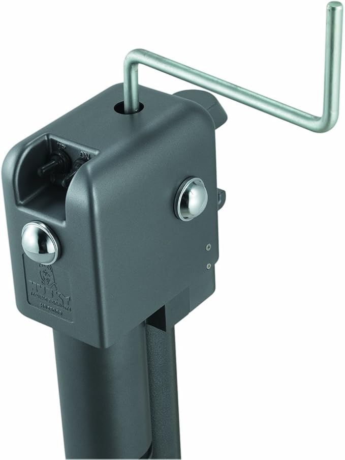 Husky Towing 87247 Brute Electric Trailer Tongue Jack 4500 lb Capacity 18 Inch Travel 6 Inch Drop Down Leg 3 LED Work Lights Bolt-On Gray