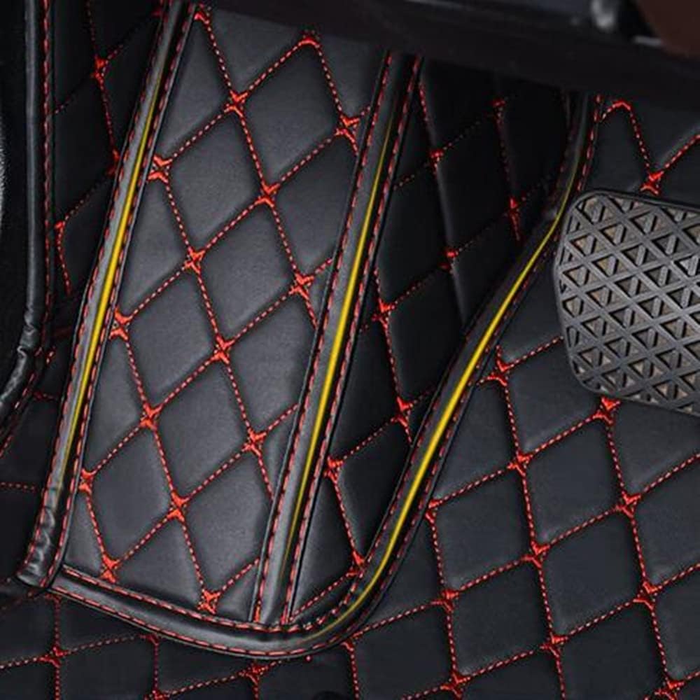 Custom All-Weather Protection Luxury Leather Floor Mats for Cars SUVs Trucks According Anti-Slip Leather Floor mats (24,Beige and Black White)