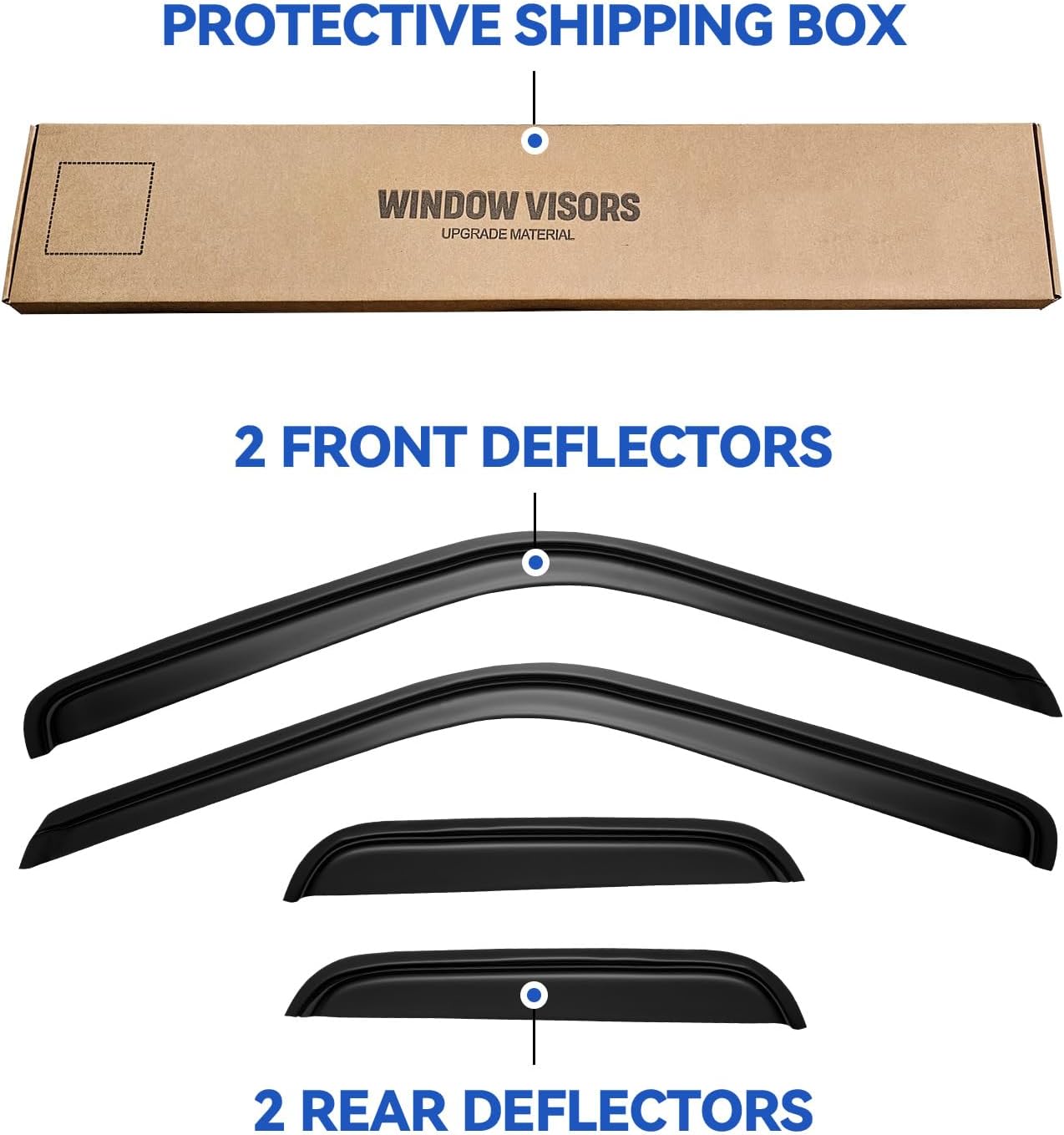 Window Visors Rain Guards for 1988-1999 Chevy/GMC C1500/ C2500/C3500/ K1500/ K2500/ K3500 Extended Cab, Out-Channel Window Vent Wind Deflectors Visors Shades