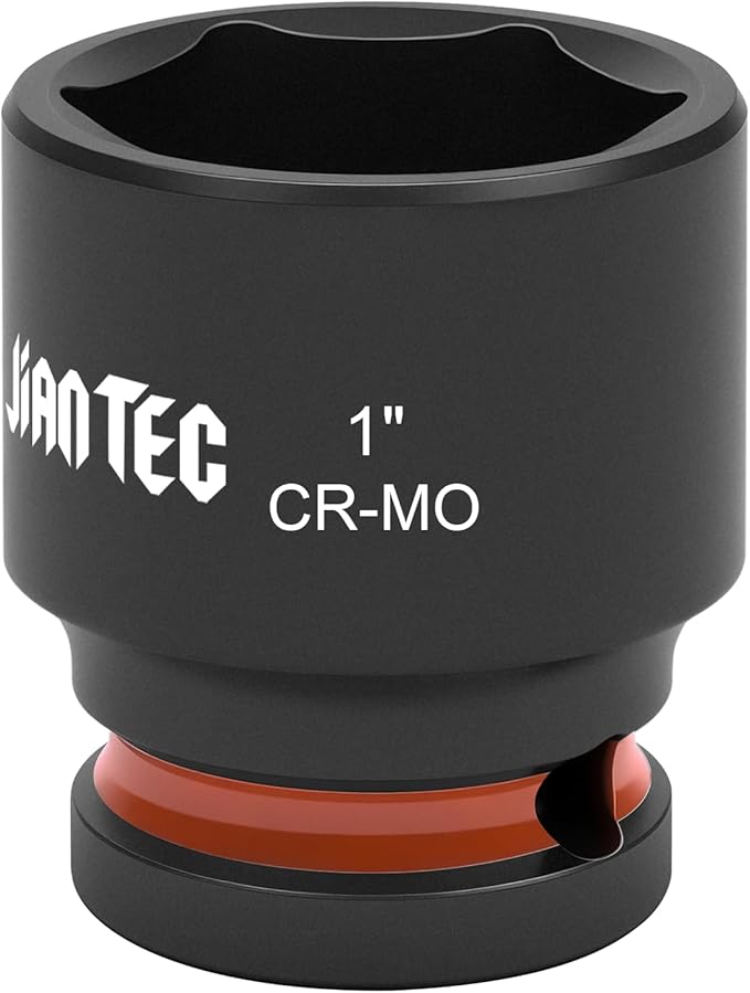 1/2 Inch Drive - 1" Shallow Impact Socket with Anti-Rounding 6 Point Design, Heat-Treated Cr-Mo Steel, Automotive, Truck Maintenance, Heavy Equipment Repair