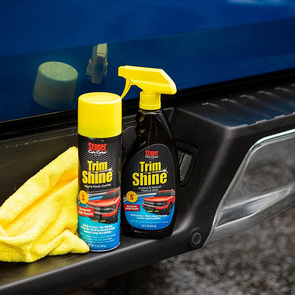 Stoner Car Care 91034-3PK Trim Shine – Vinyl and Plastic Protectant Coating for Interior & Exterior Car Detailing – Restores OEM Color, Adds Shine, UV & Water Protection – 12 Oz, Pack of 3