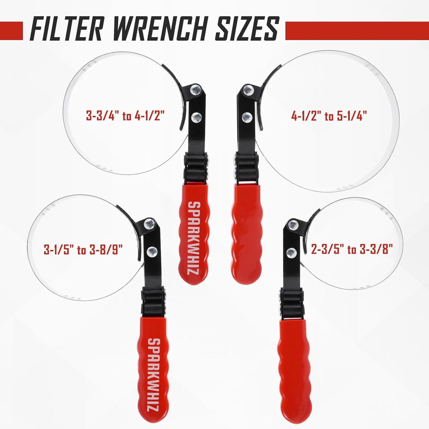 Oil Filter Wrench Set, Oil Filter Removal Tool 2-3/4" - 5-1/4"