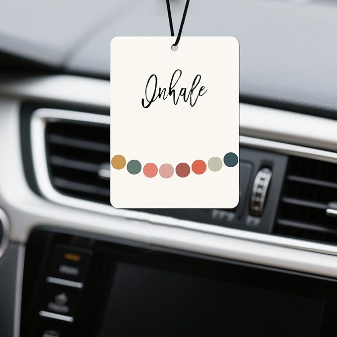 Mindfulness Car Air Fresheners - 'Inhale, Exhale, Relax, Smile' Quotes, 4 - Pack Ideal Decor & Gift for Wellness Seekers, for Car, Closet & Home