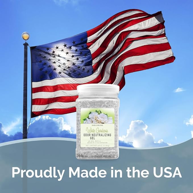 SMELLS BEGONE 48 oz Odor Eliminator Gel Refill - Air Freshener - Absorbs & Eliminates Odors in Bathrooms, Basements, Cars, Boats, RVs & Pet Areas - Made with Essential Oils - White Gardenia Scent