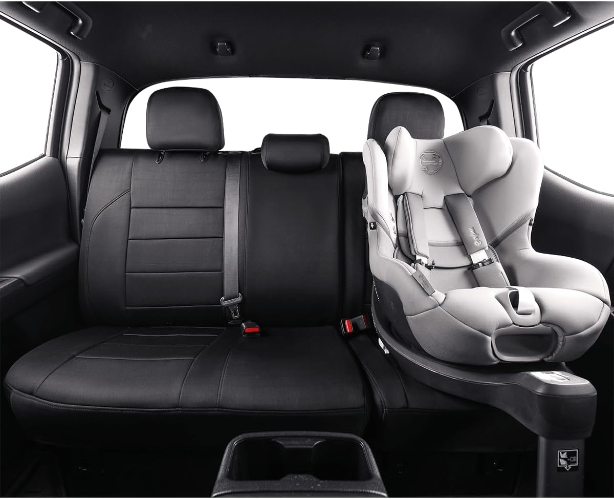 EKR Tacoma Back Seat Covers Custom for Select Toyota Tacoma (Hybrid) 2024 2025 Double cab TRD Sport,TRD Off-Road,Limited,Trailhunter- Second Row Only,Neoprene (Black)
