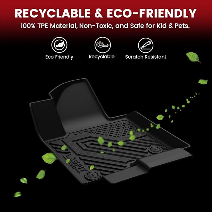 LASFIT Floor Mats & Trunk Mat for Land Rover Defender 110 2020-2025, TPE All Weather Custom Fit Floor Liner for Defender 110 7-Seater Full Set Car Mats and Cargo Liner, Black