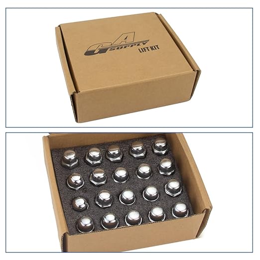 GAsupply 20pcs 1/2-20 Lug Nuts Chrome, 1/2 x 20 Closed End Bulge Acorn Wheel Lug Nut, 1.38 inch (35 mm) Tall, 3/4 inch (19mm) Hex