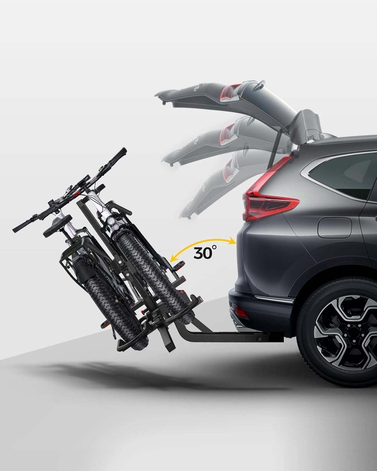 KYX 220 lb Hitch Mounted E-Bike Rack, 2-Bike Rack Hitch Mount Platform Style for Cars Trucks SUVs Minivans, fits MTB Gravel Road Bike with Up to 5-inch Fat Tire Carrier Rack - 2" Hitch Receiver