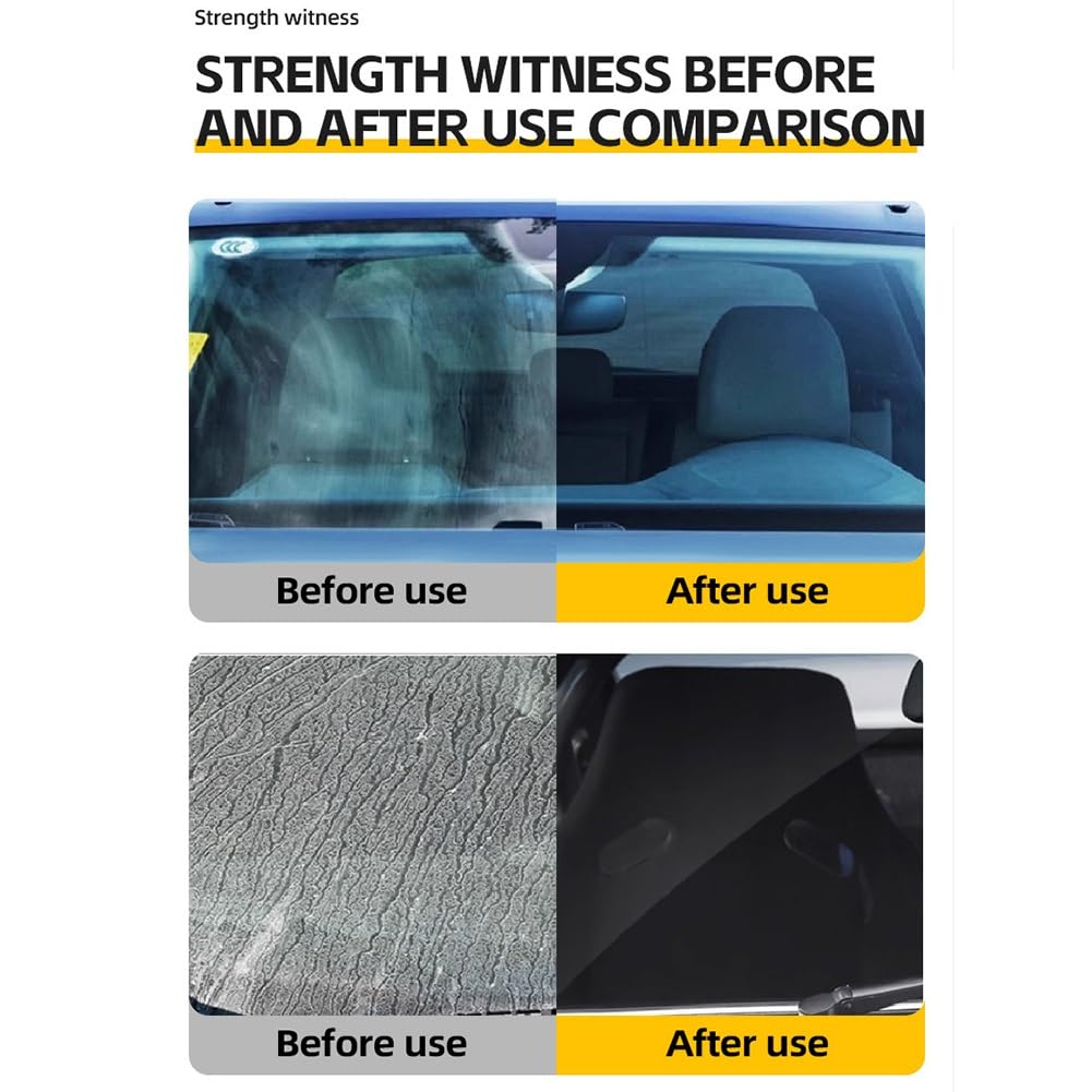 Bianca Glass Polishing Liquid D1, Bomini Car Glass Polishing Compound Windshield Cleaner Glass Oil Film Remover, Anti-Fog Hydrophobic Coating Spray, Scratches, Wiper Marks & Oil Film with Sponge