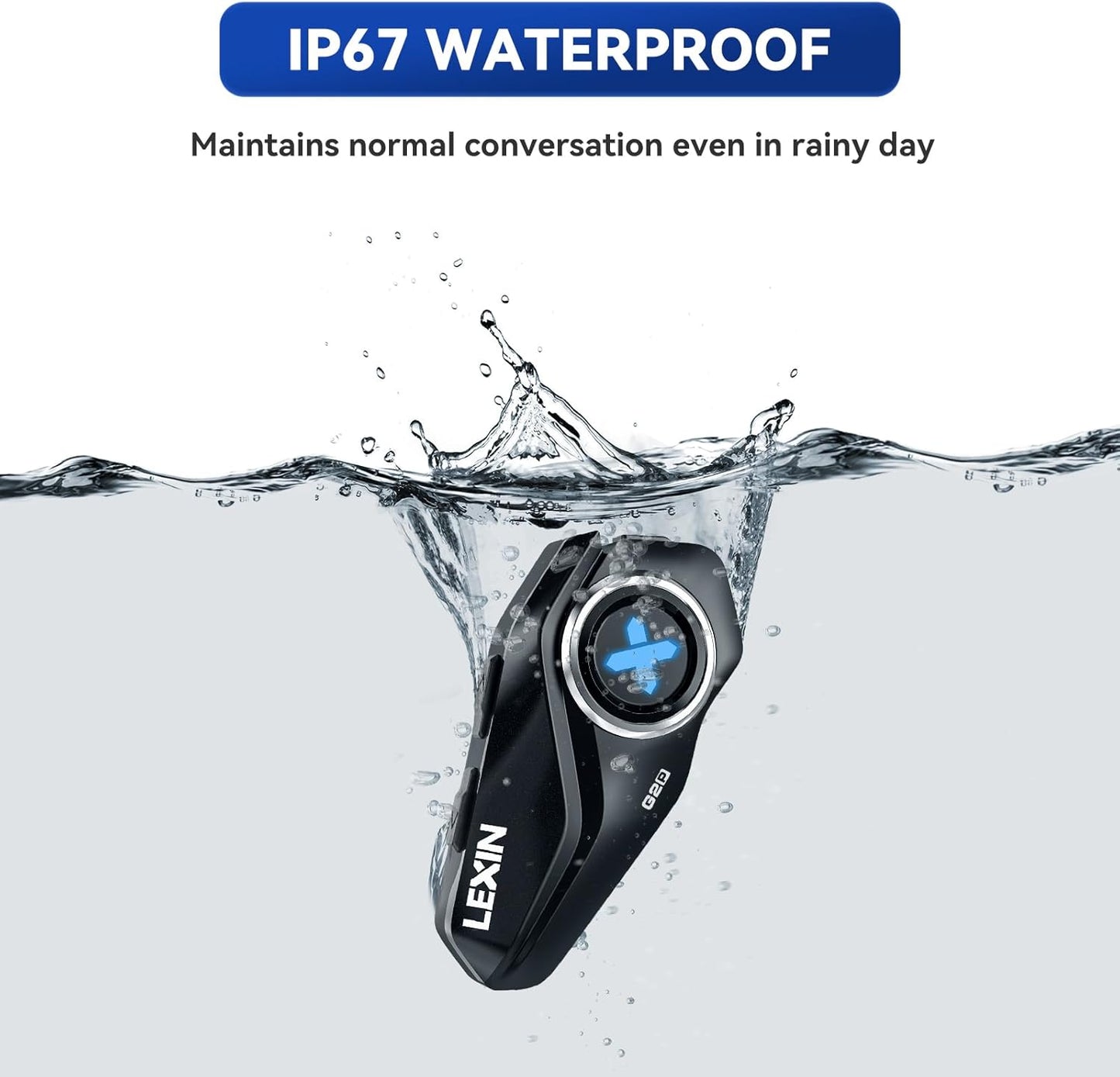 LEXIN G2P Motorcycle Helmet Bluetooth Headset, Group Intercom Communication Systems, FM Radio/ 6 Shells/Universal Pairing/Private Talk/Noise Cancellation, Fit for Snowmobile/ATV, 2 Pack