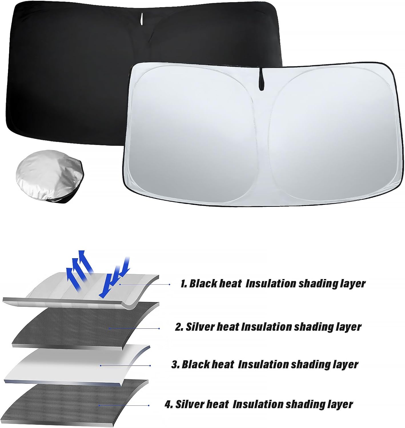 Sze Windshield Sunshade for 2015-2022 Chevrolet Colorado Retractable Front Window Sun Shade Foldable UV Reflector Sun Visor Insulation Sun Protection