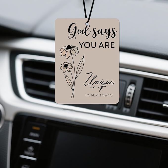 Christian Inspirational Car Air Fresheners - 'God Says You Are' Bible Verse Designs, 4- Pack Ideal Decor & Gift for Faith - Based Encouragement, for Car, Closet & Home