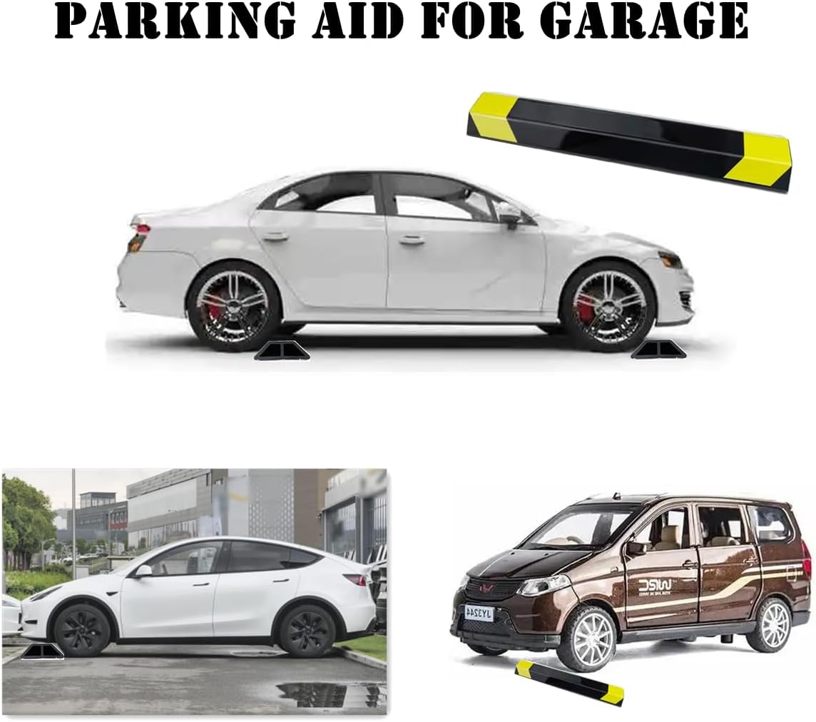 16" Heavy Duty Parking Aid for Garage, Car Parking Stopper for Garage 2 Pack, Parking Aids Protects Car, Parking Stopper Easy to Install (2 Pack 16" L x 1.25H)